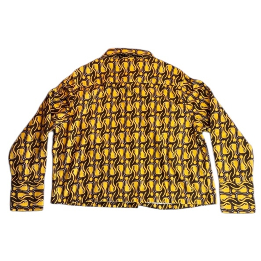 Rare Lucy & Yak Austen Button-Up Shirt Top Feline Fine Yellow Size UK18 US14 - Picture 2 of 10